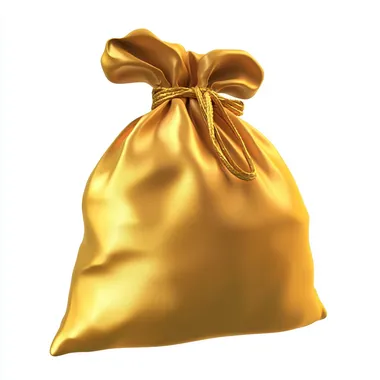 sack golden matte color, white background, 3D image, icon, disney pixar illustration, game design, grotesk graphik  --s 10