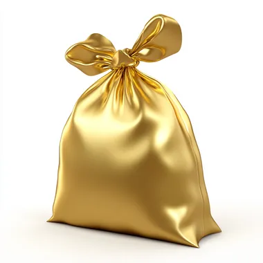 sack golden matte color, white background, 3D image, icon, disney pixar illustration, game design, grotesk graphik  --s 10