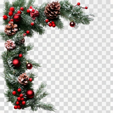 Christmas Corner Border decoration Png, isolated