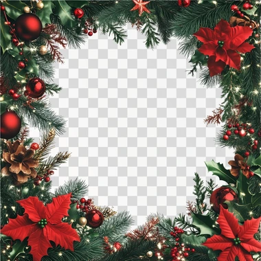 Christmas Corner Border decoration Png, isolated