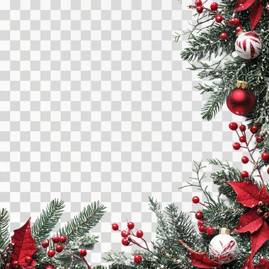 Christmas Corner Border decoration Png, isolated