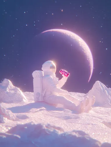 An astronaut drinking a can of Diet Coke on the moon   rofile uqfrren