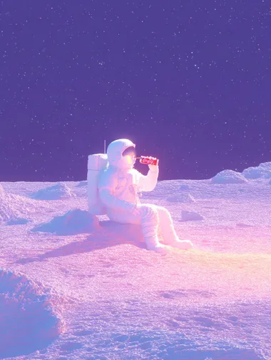 An astronaut drinking a can of Diet Coke on the moon   rofile uqfrren