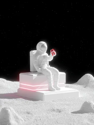 An astronaut drinking a can of Diet Coke on the moon   rofile uqfrren
