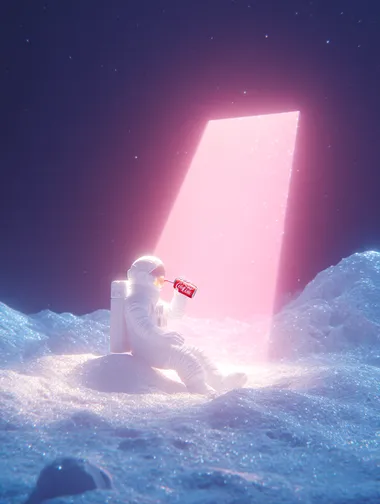 An astronaut drinking a can of Diet Coke on the moon   rofile uqfrren