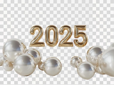minimalist-style white background, 3D gold tone number "2025" is displayed.