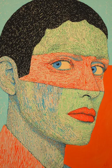 Sliced face, Creative pattern, vivid colours  2989428443