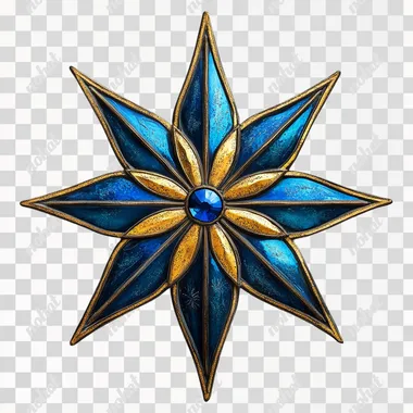 art deco christmas star blue and gold on a white background  --s 250