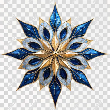 art deco christmas star blue and gold on a white background  --s 250