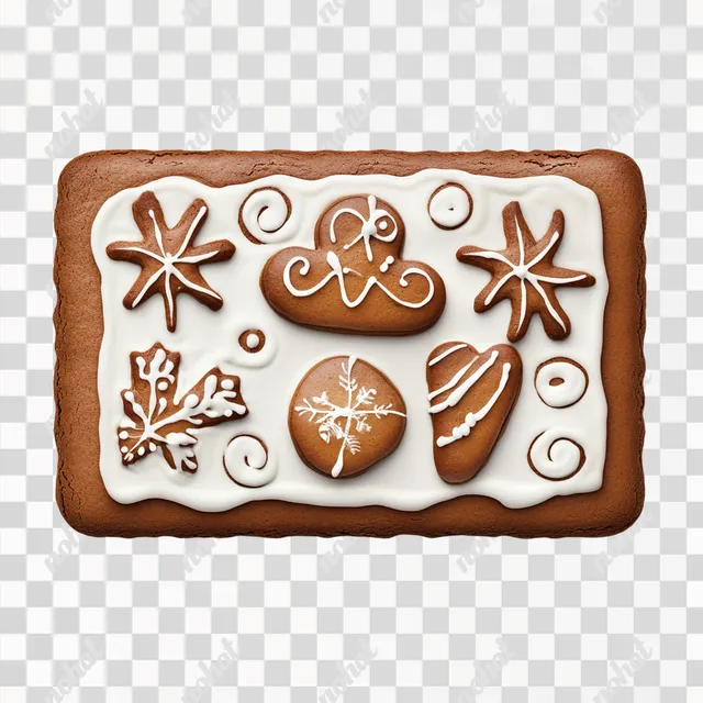Photorealistic Gingerbread Rectangular Cookie on White