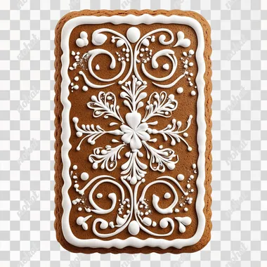 Gingerbread rectangular, without details, photorealistic, white background, front view