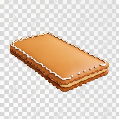Gingerbread rectangular, without details, photorealistic, white background, front view