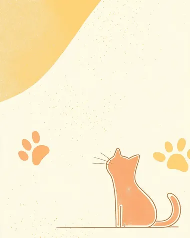 Vertical Instagram background, soft pastel palette: light yellow (#F9E5B1), cream (#FFF8ED), soft orange (#FBDCA4). Minimalistic cartoon-style cat silhouettes and subtle cat ears integrated into the design. Embossed paw prints, playful but clean aesthetic, no text, smooth texture