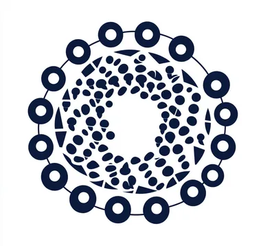 Place against a spiral image A vector icon depicting people and interconnected nodes in navy blue on a white background, representing the network effect of social media marketing. The design is simple yet powerful, with clean lines and bold shapes. It symbolizes connectedness and community building through digital networks. This logo would be suitable for online marketing materials or branding materials related to website promotion. Vector graphics can convey depth and realism while maintaining simplicity and clarity.