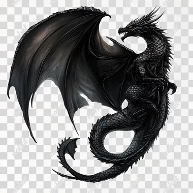 transparent background black dragon icon, inspired by DnD