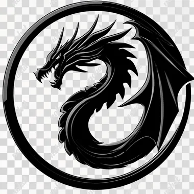 transparent background black dragon icon, inspired by DnD
