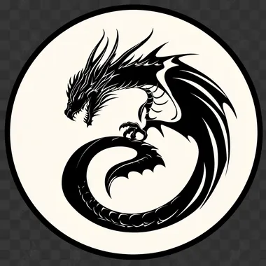 transparent background black dragon icon, inspired by DnD