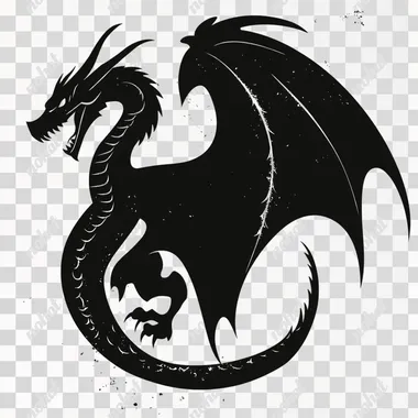 transparent background black dragon icon, inspired by DnD