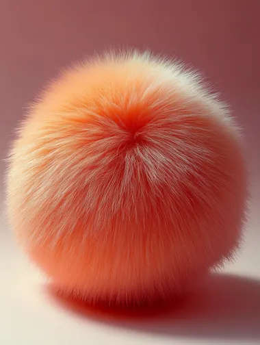 A fluffy orange, cute and soft, against a solid color background, captured through professional product photography with soft lighting, high resolution, and high detail. The minimalist studio shot showcases the natural pastel colors in a creative, trending style suitable for Instagram  --s 500