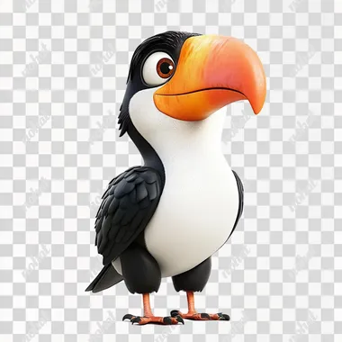 joyful tucan , pixar style, photorealistic, isolated on white
