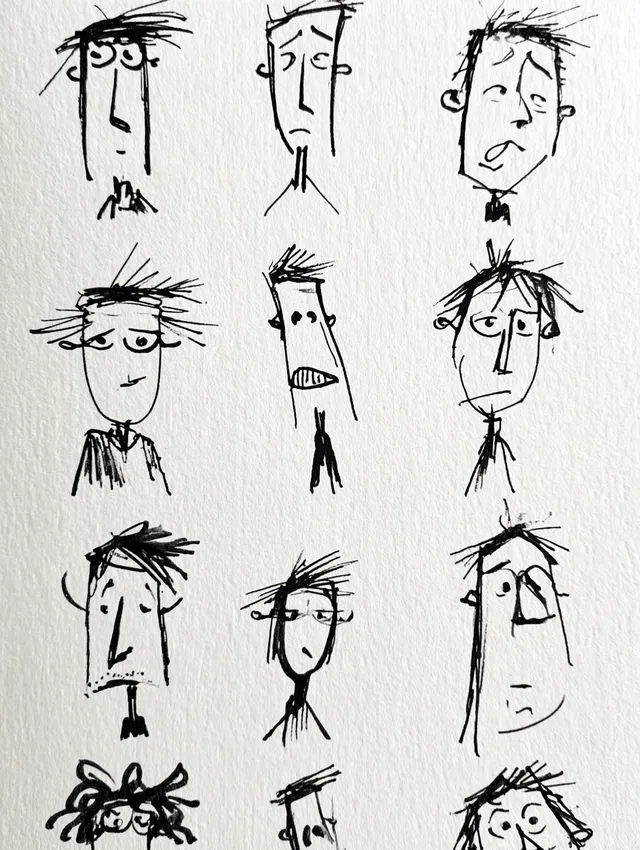 Minimalist Doodle Expressions of Stick Figures
