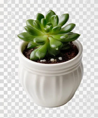 a small potted succulent in white ceramic planter, isolated on white background, high-definition still   --raw rofile curpvgf