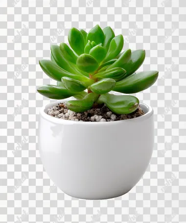 a small potted succulent in white ceramic planter, isolated on white background, high-definition still   --raw rofile curpvgf