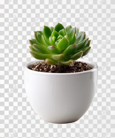 a small potted succulent in white ceramic planter, isolated on white background, high-definition still   --raw rofile curpvgf