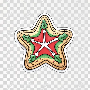 realistic christmas cookies , Sticker, Cute, Tertiary Color, Pencil Drawn, Contour, Vector, White Background, Detailed
