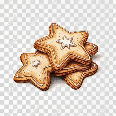 realistic christmas cookies , Sticker, Cute, Tertiary Color, Pencil Drawn, Contour, Vector, White Background, Detailed