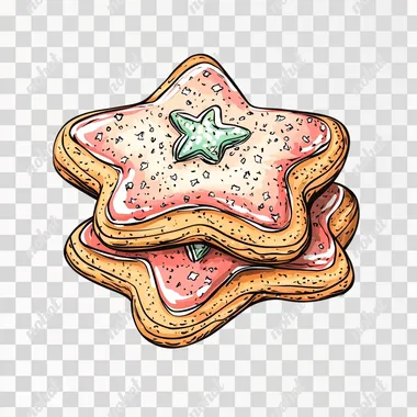 realistic christmas cookies , Sticker, Cute, Tertiary Color, Pencil Drawn, Contour, Vector, White Background, Detailed