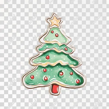 realistic christmas cookies , Sticker, Cute, Tertiary Color, Pencil Drawn, Contour, Vector, White Background, Detailed