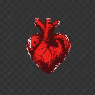 a simplistic vector art of a heart symbol in a monotonic red color on a plain white background