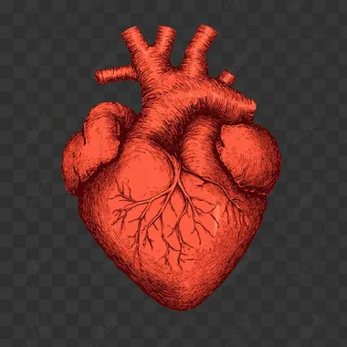 a simplistic vector art of a heart symbol in a monotonic red color on a plain white background