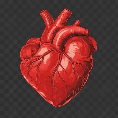 a simplistic vector art of a heart symbol in a monotonic red color on a plain white background