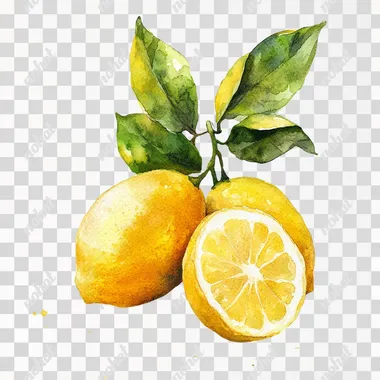 sicilian lemon in a subtle watercolour style on white