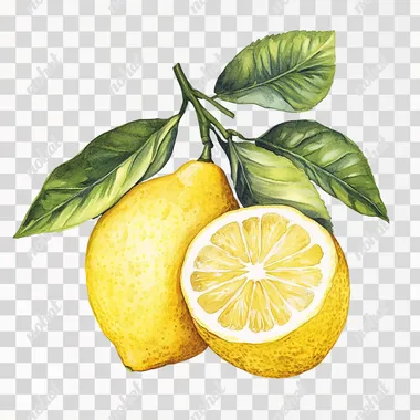 sicilian lemon in a subtle watercolour style on white