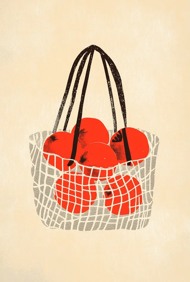 Minimalist Shopping Bag with Red Tomatoes