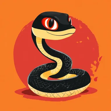Japanese cartoon style cute snake, simple illustration