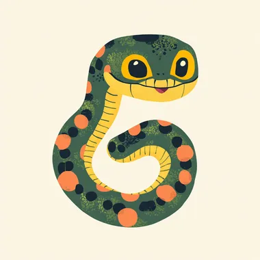 Japanese cartoon style cute snake, simple illustration