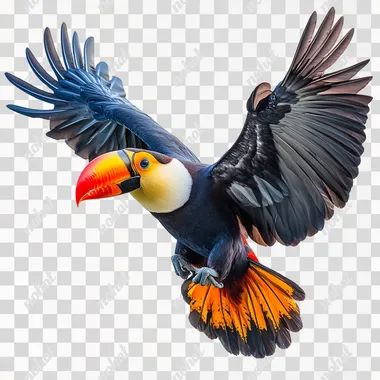 tucano voando isolate, photorealistic, highly detailed, white background, studio lighting, 85mm prime lens --s 250