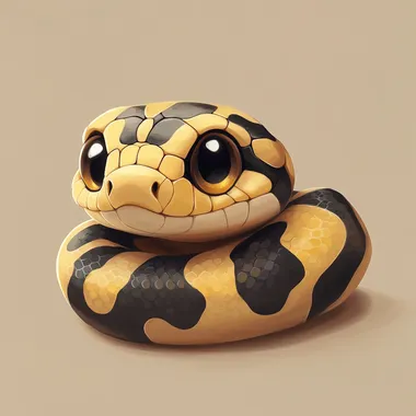 cartoon ball python, cute, mystic morph