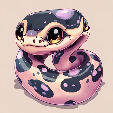 cartoon ball python, cute, mystic morph