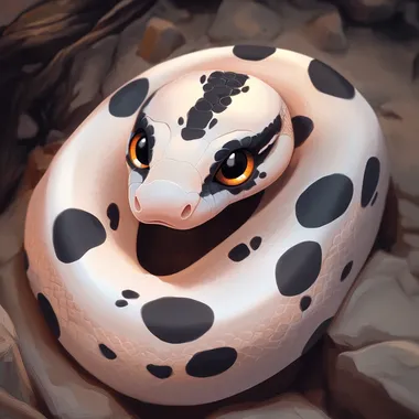 cartoon ball python, cute, mystic morph