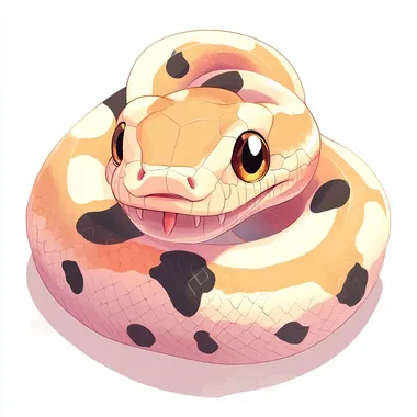 cartoon ball python, cute, mystic morph