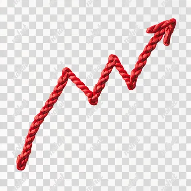 rising arrow graph of price inflation in red rope on white background