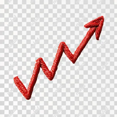 rising arrow graph of price inflation in red rope on white background