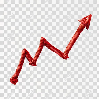 rising arrow graph of price inflation in red rope on white background