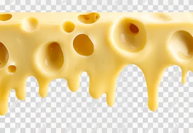 Molten cheese drips from above, no shadows, isolated on white background,