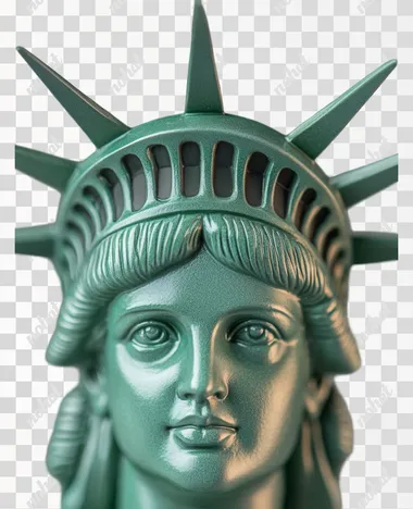 Closeup of Statue of Liberty surprise, funny, realistic photo, studio lighting, isolated